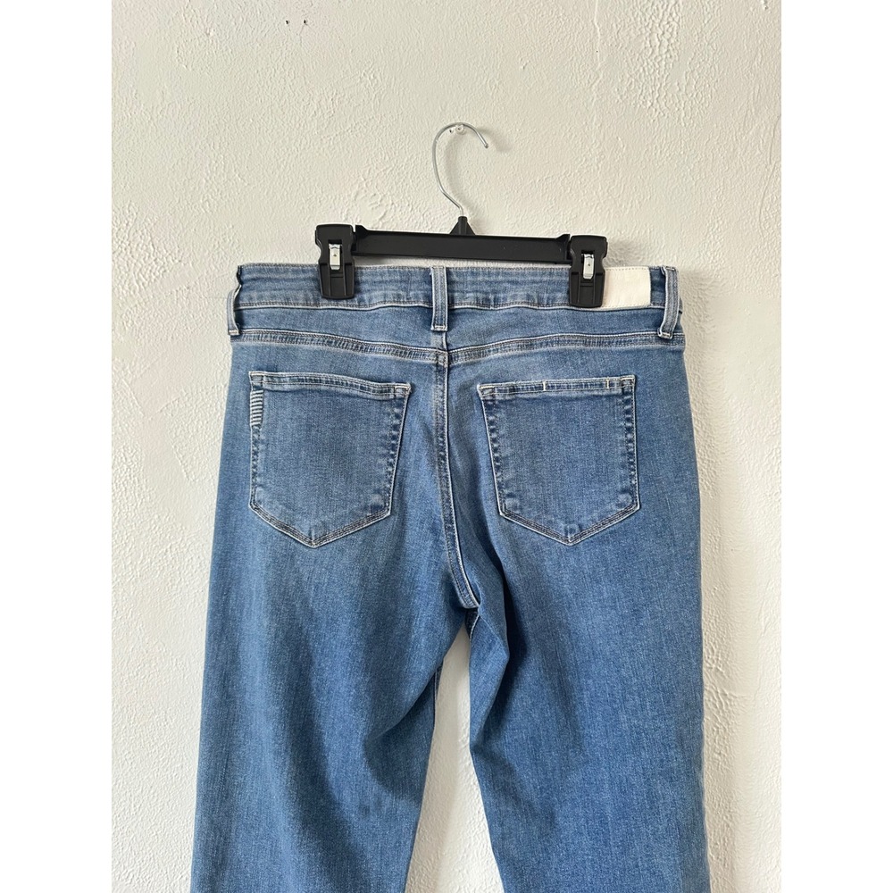 Paige Brigitte Slim Boyfriend Jeans Size 26 Medium Blue Raw Hem Stretch Denim - Picture 6 of 7
